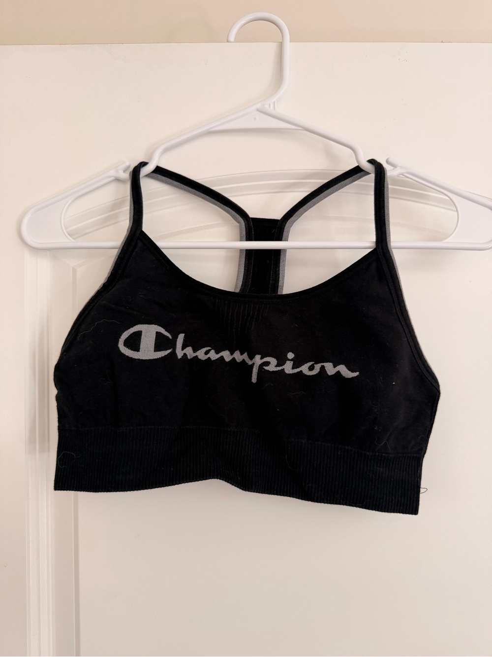 Champion Black Logo Seamless Sports Bra Crop Top
